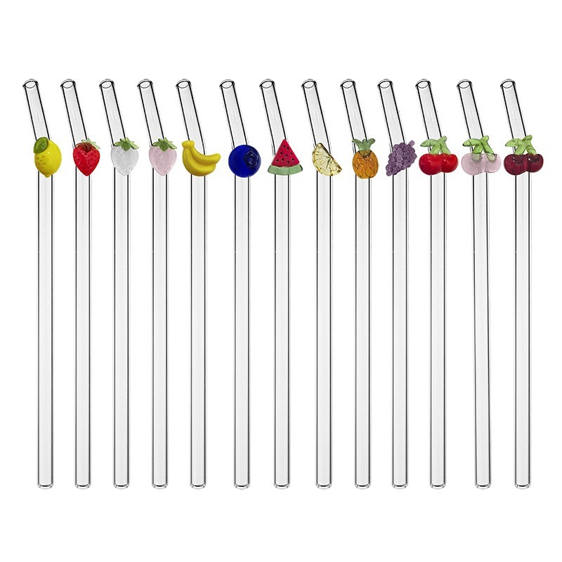 Ống Hút Thủy Tinh Hình Trái Cây Decor Cute Nhiều Mẫu – Dễ Rửa, Tái Sử Dụng, Bảo Vệ Môi Trường