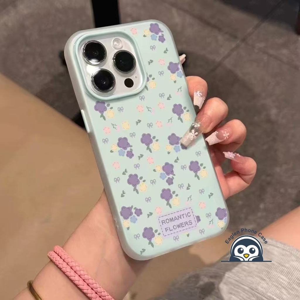 Ốp Điện Thoại Nơ Hoa Dễ Thương 2In1 Cho Vivo V60 Lite V50 Lite V50E V40 Pro SE Lite IDN V30 Pro SE Lite 5G V29E V29 Lite Vỏ Kẹo Màu Tím Mềm Chống Sốc Giữ Thẻ Mặt Sau