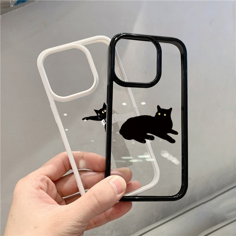 Dành Cho Samsung S24 S25 Ultra S24 S23 FE S23 S22 S21 Plus S20 S21 FE Mèo Lười Dễ Thương Trong Suốt Chống Sốc Bìa Cứng