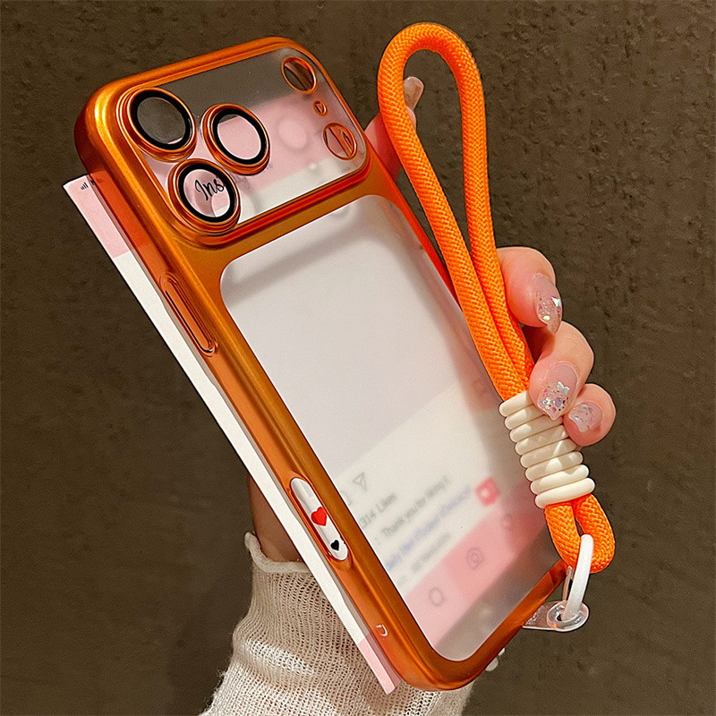 Mạ Dây Đeo Ốp Lưng Điện Thoại iPhone 17 16 Pro Max 15 14 13 17 Pro Max 17Air Siêu Mỏng Trong Suốt Cứng PC Cover