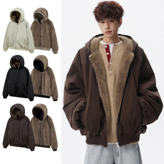 Áo khoác phong cách Harajuku Nhật Bản, độn cotton và lót lông cừu cho mùa lạnh