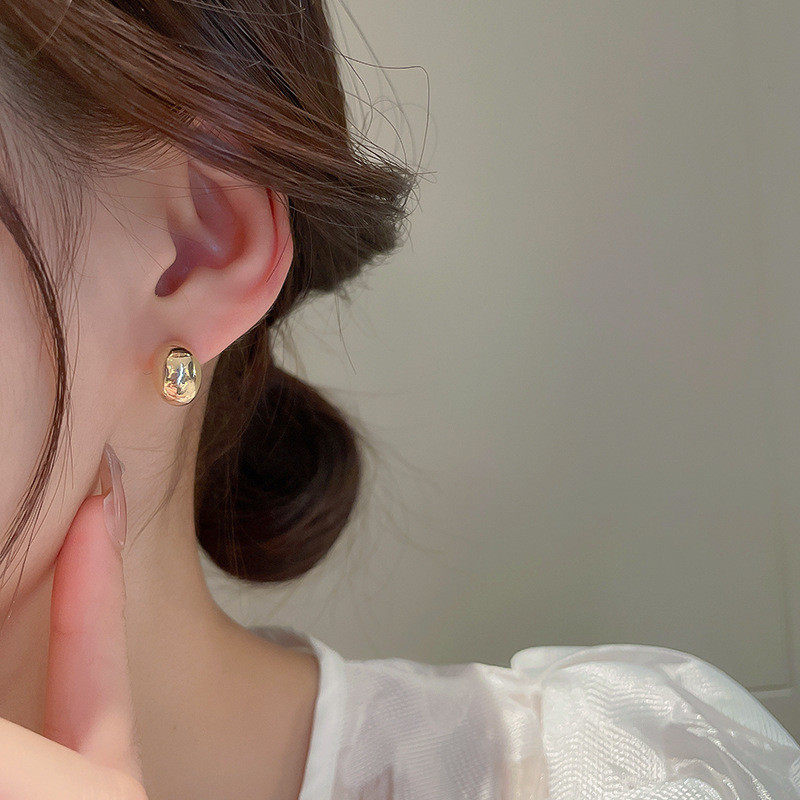 Bông Tai Hình Bầu Dục Mạ Điện Bóng - Sang Trọng Thanh Lịch