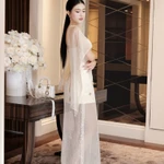 Đầm dạ tiệc sang trọng Khiết Style, thiết kế lưới sequin đính hoa đá lấp lánh & cape tơ phủ thanh lịch KD444 — ảnh 7