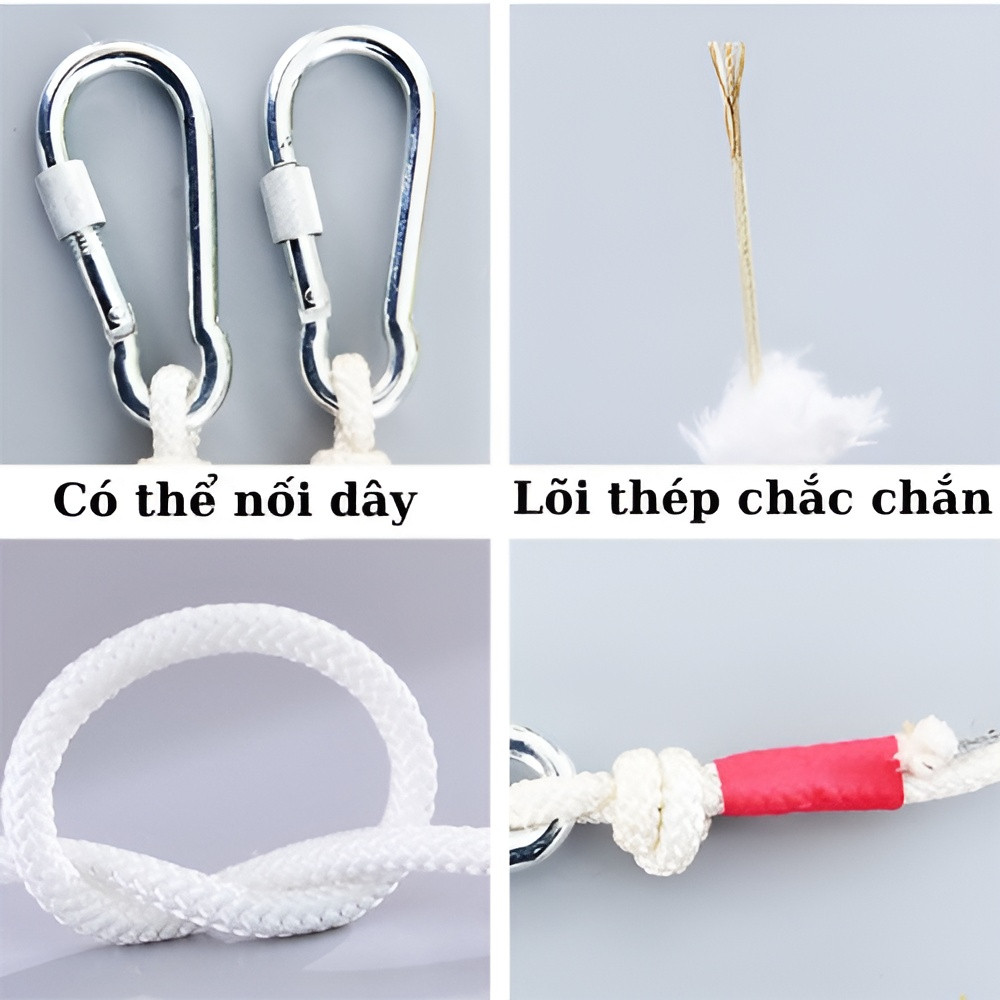 Dây nylon dày 20m, lõi thép chắc chắn，dây dù leo núi，Kèm Móc Nối 2 Đầu，Dây Thừng Lõi Thép 8mm