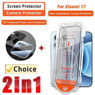 Phim thủy tinh 2 TRONG 1 cho Xiaomi 17 cho Xiaomi 17 Pro Max 15 15T 14 14T 13 13T Pro Phim thủy tinh 3D Bảo vệ ống kính & Phim bảo vệ màn hình ONE Click Magic Box Dễ dàng cài đặt