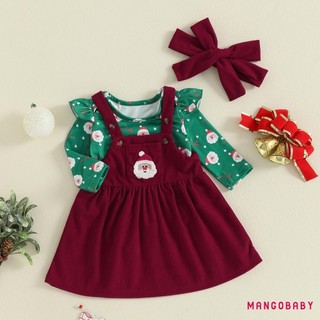 MG-Baby Bé Gái Trang Phục Giáng Sinh Ông Già Noel / Gingerbread In Áo Liền Quần Dài Tay Và Suspender Đầm Băng Đô Bộ
