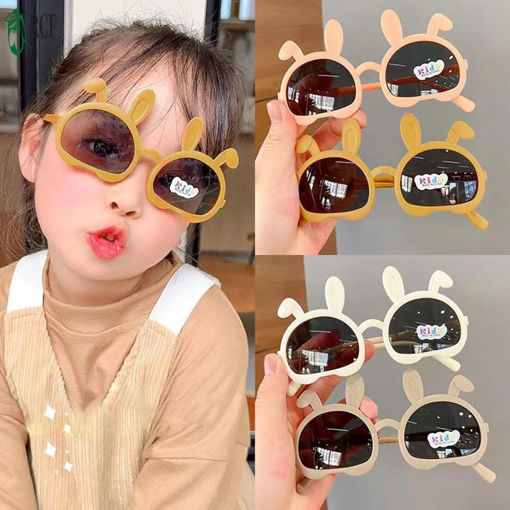 Kính râm ngoài trời dành cho bé với khung tai thỏ dễ thương, chống nắng cho bé trai và bé gái