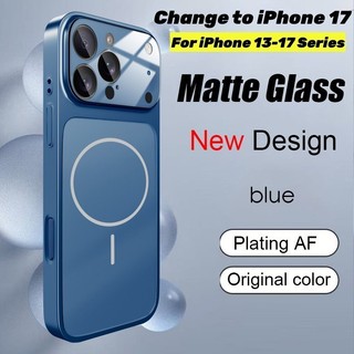 Ốp lưng chuyển đổi iPhone đổi sang iPhone 17 Pro max Ốp lưng iPhone 17 Air 16 15 14 Pro Max 13 Kính Nano mờ sang trọng sạc từ tính chống sốc Vỏ cứng cửa sổ lớn Full Cover