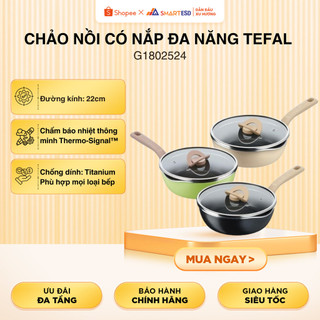 Chảo nồi có nắp đa năng Tefal One Pick Pot Pan 3in1,  size 22cm/24cm, nhiều màu| Bảo Hành 24 Tháng
