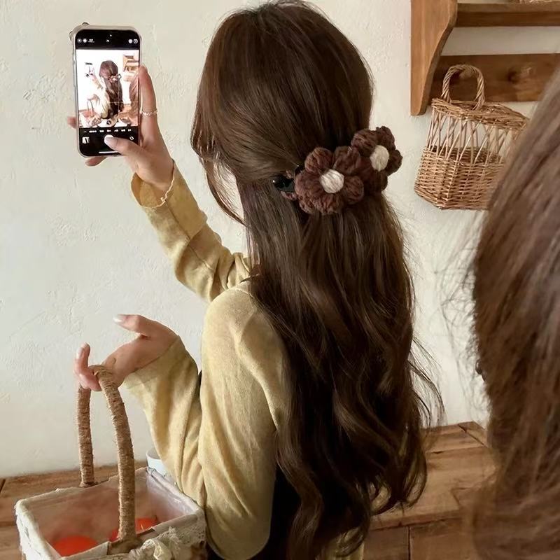 Mới Len Hoa Chuối Kẹp Lớn Tinh Tế Cao Cấp Đa Năng Kẹp Tóc