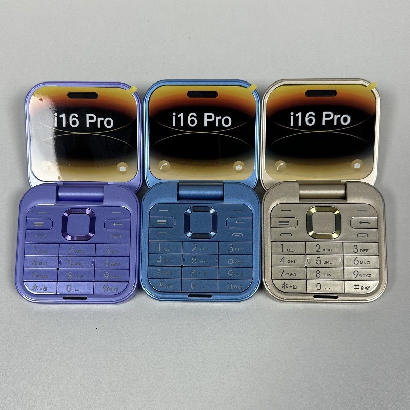 Điện thoại lật mini xuyên biên giới i16 pro Điện thoại lật Thẻ kép 2G Nút Mini Ngoại thương Điện thoại di động Bán buôn