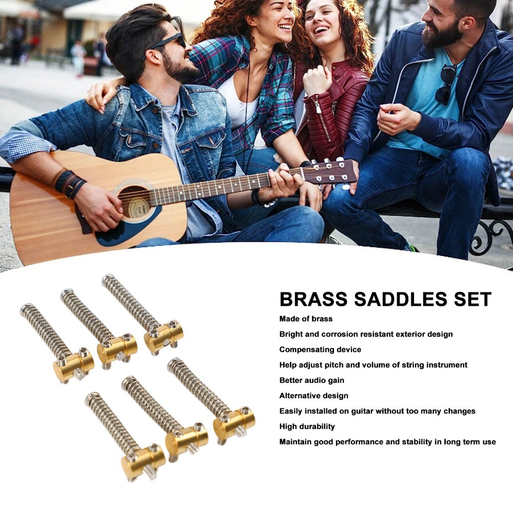 NHỎ 6 cái cho ​Yên xe Telecaster, ​Yên xe cầu đàn Guitar​ ​Phụ tùng đàn Guitar điện​ Bộ yên ngựa bằng đồng thau​, Đồng thau ​Phong cách Tele​ ​Yên xe bù đắp​ ​Dành cho phụ kiện Telecaster / TL​
