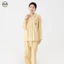 Bộ đồ ngủ cặp đôi phong cách Nhật Bản Muji, thiết kế thêu gấu và sọc, làm từ cotton nguyên chất, phù hợp mùa thu đông.