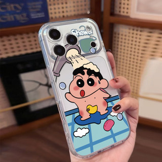 Shin-chan dùng điện thoại tắm cho iPhone 17Air / 16 / 15PLUS / 14 / 13pro Max / 12 / 11 / X / XS / 7 / 8, cá tính sáng tạo. Vỏ trong suốt, chống thấm nước, chống sốc, vỏ bảo vệ