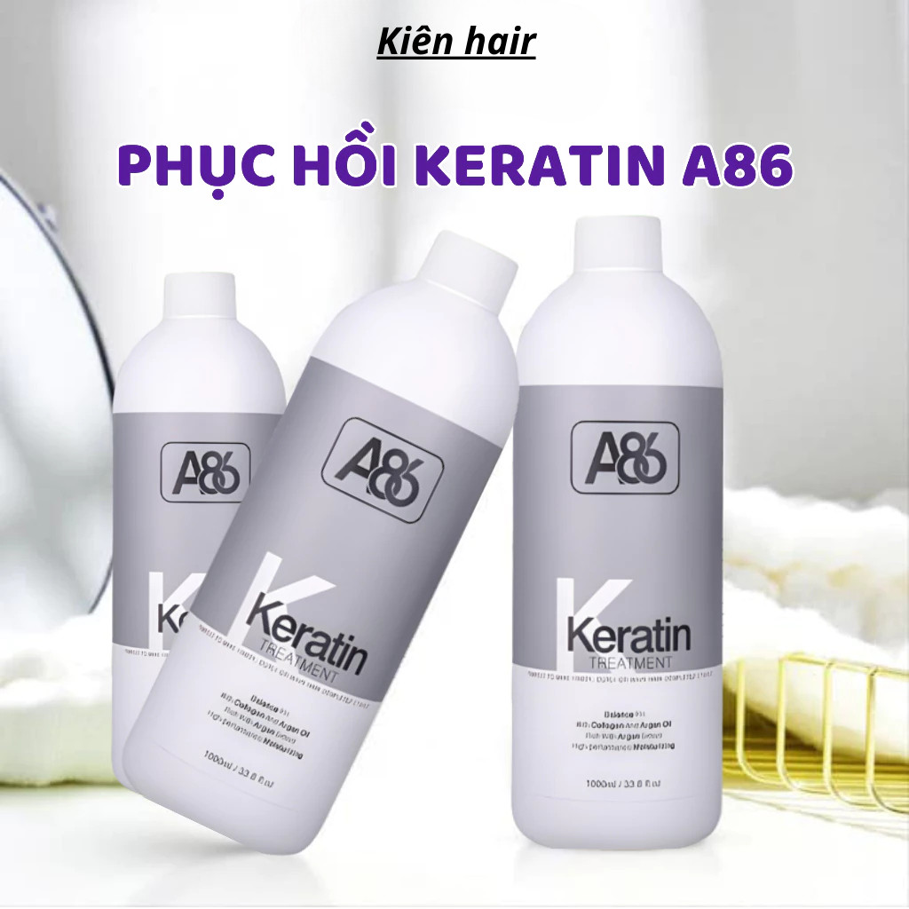 Keratin A86, Keratin phục hồi tóc hư tổn, tóc nhũn, tóc cháy khô xơ, bông xù chai 1000ml | Trunghair