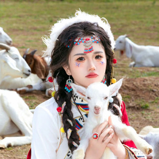 GHGl ️ Trẻ Em Lông Bóng Mũ Đội Đầu Cô Gái Cổ Đỏ Tết Nguyên Đán Tua Rua Năm Mới Kẹp Tóc Bện Tóc Hanfu Kẹp Tóc Phong Cách Trung Hoa