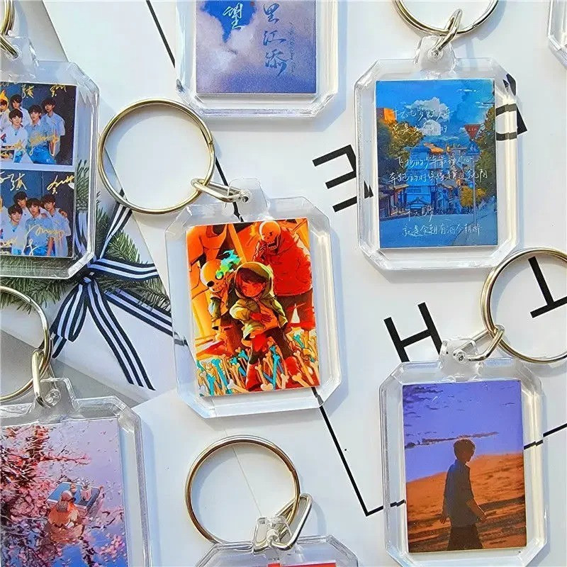 10 / 20 / 30 Chiếc Acrylic Trong Suốt Trống Móc Khóa / DIY Chèn Ảnh Móc Khóa Mặt Dây Chuyền