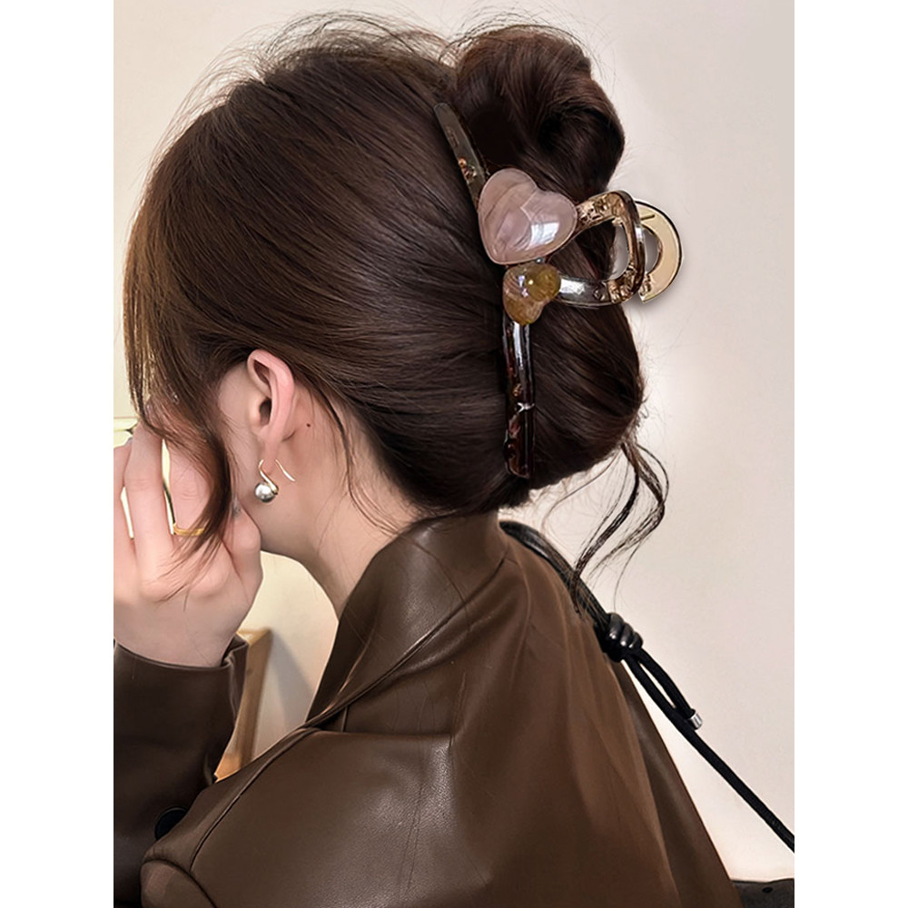 Kẹp tóc cá mập lớn bằng acrylic và ngọc trai, phụ kiện thời trang retro