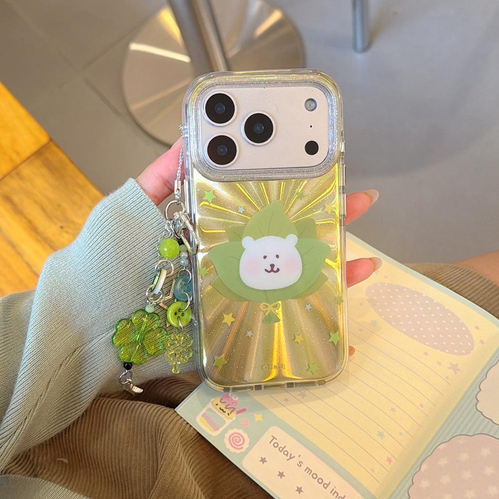 Ốp Lưng Cứng Tương Thích Với iPhone 13 14 14Pro 14ProMax 15 15Pro 15ProMax 16 16Pro 16ProMax 17 17Pro 17ProMax Ốp Họa Tiết Gấu Lá Cam quýt
