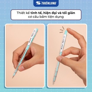Combo 5/10/20 Bút bi Thiên Long Pro 027 TL-105 - 3 màu mực, thân bút pastel thời trang, phù hợp cho học sinh, sinh viên