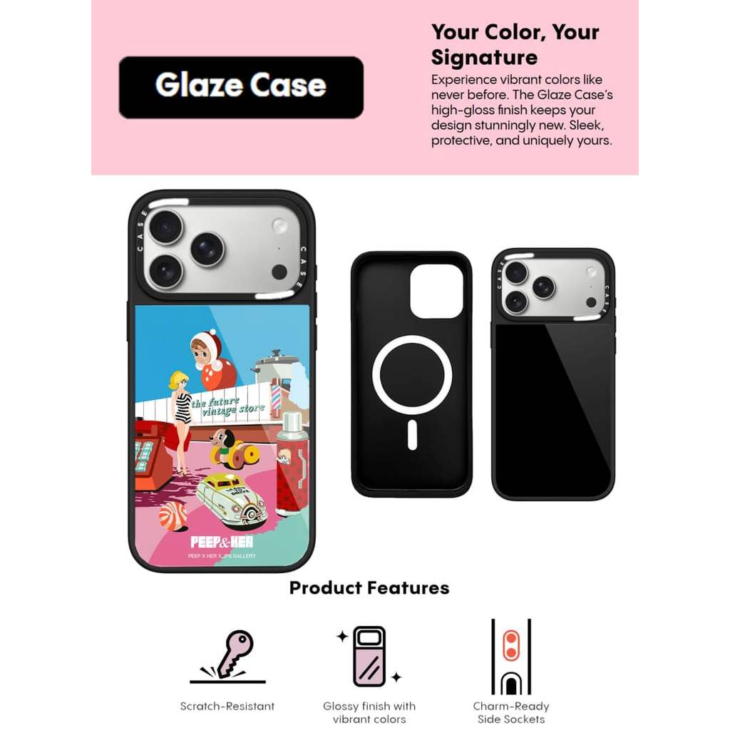 CASECASE X Funture Vintage Store Case Chống Trầy Xước Từ Hút Kính Dành Cho IPhone 17 Air 16 15 14 Pro Max Plus Ốp Lưng Cứng Có Hộp Khắc logo