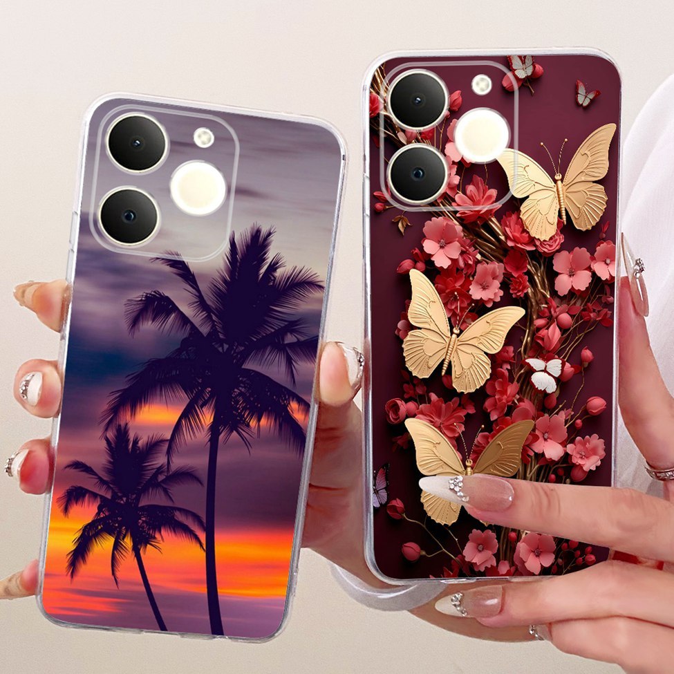 Rõ ràng ​​​​​​​Dành Cho Realme Note70T RMX5133 Dành Cho Realme Note 70 Vỏ Bướm Thời Trang Mèo Dễ Thương Sơn Thoáng Mát Vỏ Điện Thoại Mềm