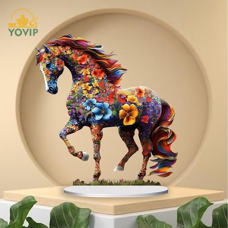 YOVIP Thiết kế sáng tạo Ngựa nghệ thuật đầy màu sắc Trang trí máy tính để bàn tại nhà Trang trí VN