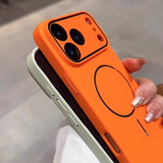 Ốp Điện Thoại Từ Tính Siêu Mỏng Màu Cam Vũ Trụ Cho IPhone 17 Pro Max 11 12 13 14 15 16 Pro Max Pc Vỏ Cứng Bảo Vệ Camera
