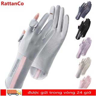Găng tay chống nắng RATTANCO làm từ lụa mềm mại với chiều dài phù hợp, thiết kế co giãn chống trượt, thời trang cho nữ và bé gái