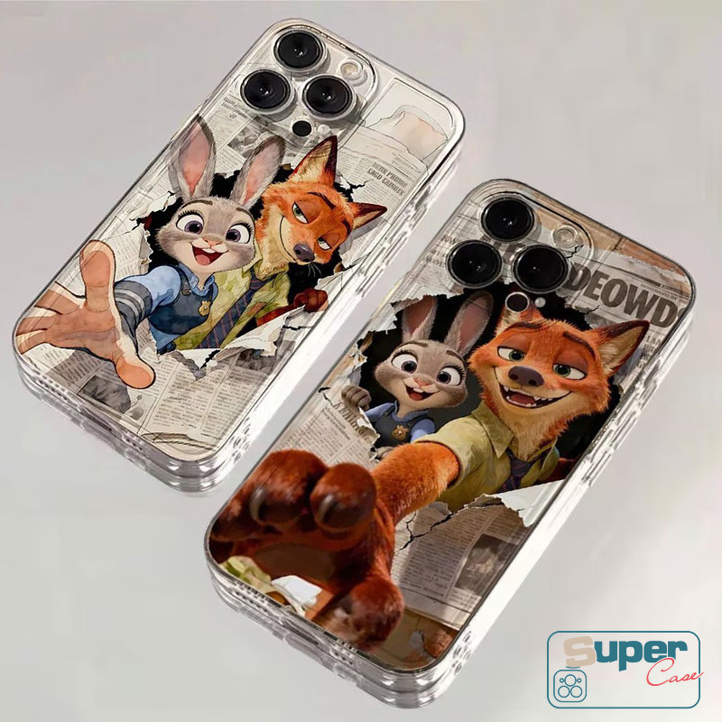 Ốp Lưng Cho Realme C67 C75 C71 C53 C55 C63 C65 C51 Note 50 60 C25 C51s C21Y C30 C25s 5 9i 5S 6i 5i 11 C2 C3 C15 C21 12 C61 C25Y Phim Hoạt Hình Sáng Tạo Zootopia Fox Bunny Cặp Đôi