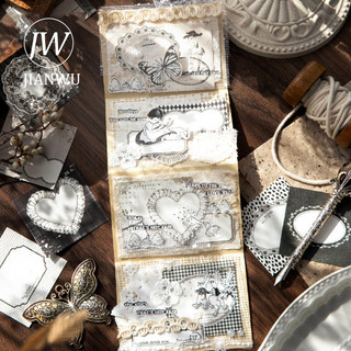 JIANWU Một vài Ly Trà Và Một Bữa Ăn Vintage Biên Giới Phong Cảnh Chất Liệu Cắt Dán Memo Pad Sáng Tạo Rác Tạp Chí Văn Phòng Phẩm