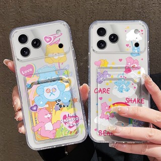 Ốp Silicon Khe Cắm Thẻ Trong Suốt Cho iPhone 17 16 15 14 13 12 11 Pro Max Ốp Lưng Điện Thoại CUTE C-CARES B-BEARS In Bảo Vệ Cho iPhone AIR 16E 16 15 14 Plus