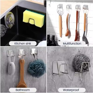 2 / 4 / 6 Giá xốp bồn rửa chén nhà bếp bằng thép không gỉ - Móc lưu trữ thoát nước tự dính đa chức năng