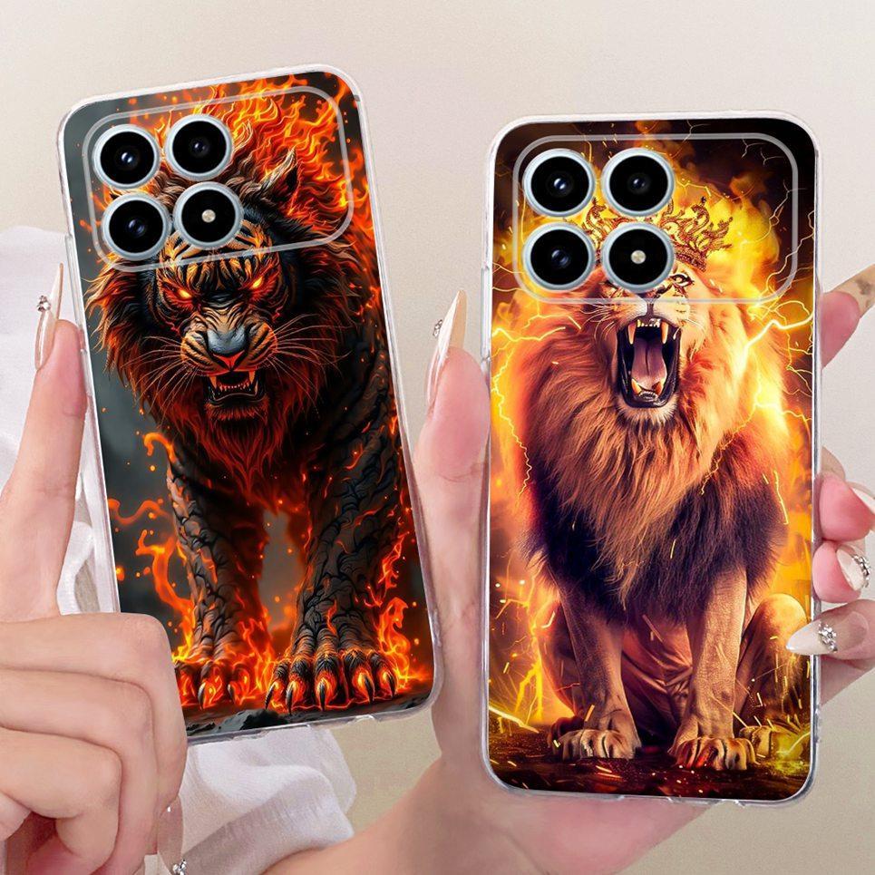 Dành Cho Poco F8 Pro 5G Ốp lưng Redmi K90 Vỏ Rồng Mát Sư Tử Hổ Hoạt Hình Tranh Mặt Sau Trong Suốt Silicon Mềm Capa