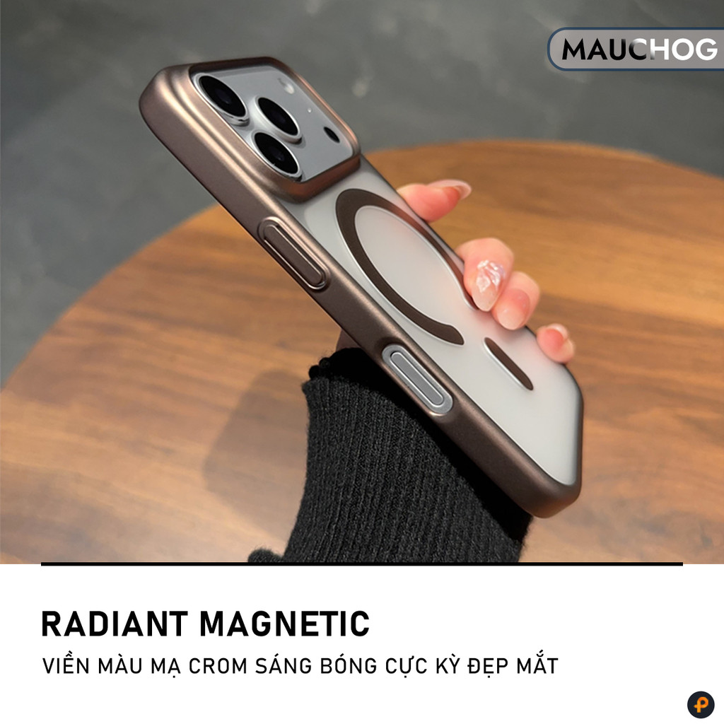 Ốp Siêu Mỏng Nhám Mờ Chống Vân Tay Viền Si Mạ Crom Cho Điện Thoại iPhone 17 Pro Max 16 15 14 13