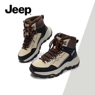 JEEP Snow Short Boots Nữ Đế Dày Lông Cừu-Fleece Ấm Áp Cao Cấp Thu Đông Đi Bộ Đường Dài Đi Bộ Đường Dài Chống Trơn Trượt Giày Chống Mài Mòn