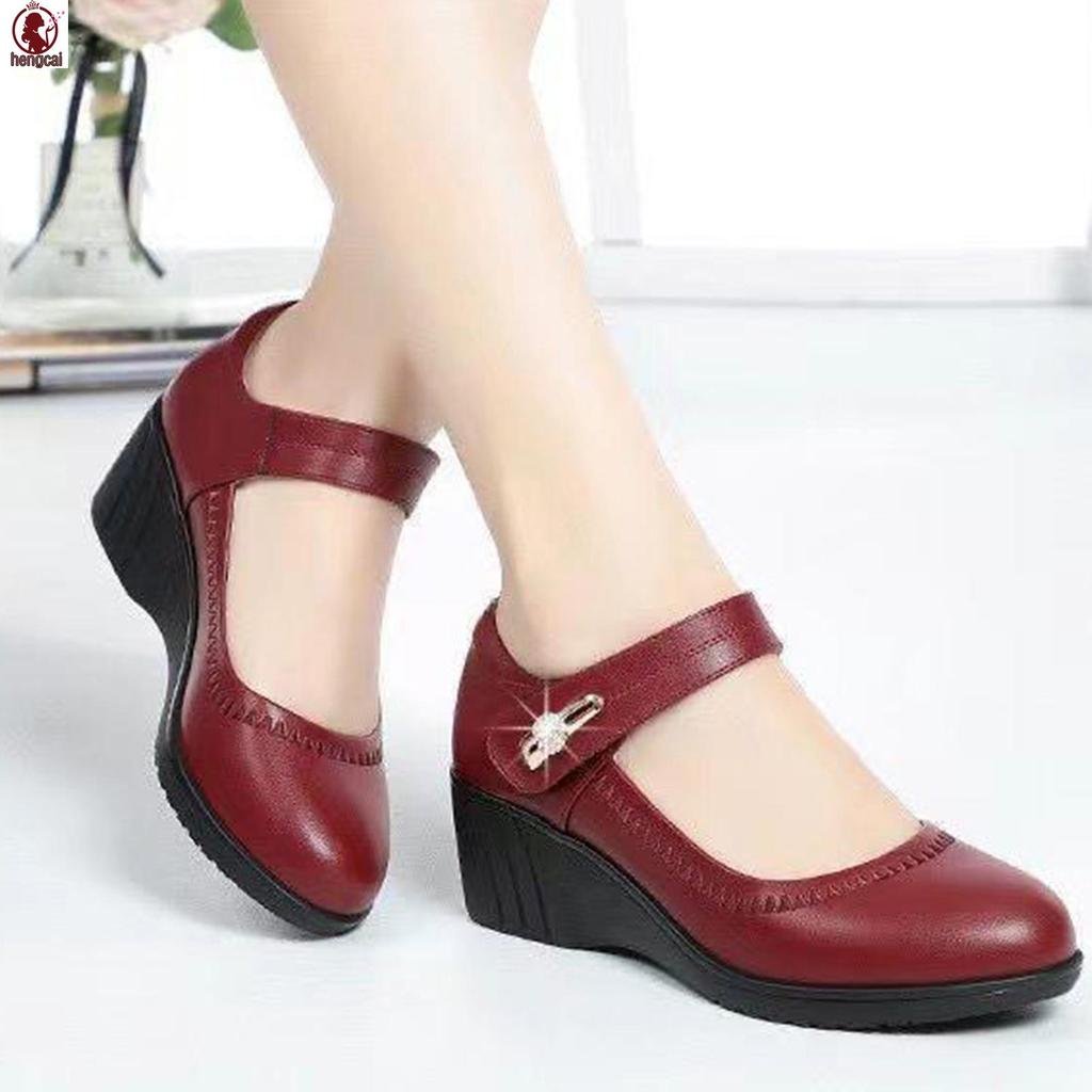 Giày Da PU Mềm Nữ Nhẹ Chống Trơn Trượt Giày Thường Cho Mùa Thu Xuân Đầu Mùa Hè