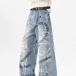 Quần jean unisex vẽ tay graffiti phong cách đường phố cao cấp