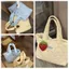 Túi xách YUUKII, Túi đeo vai bằng vải Cotton có thể tái sử dụng, Quà tặng sáng tạo Màu xanh Túi Satchels dung tích lớn Sử dụng hàng ngày