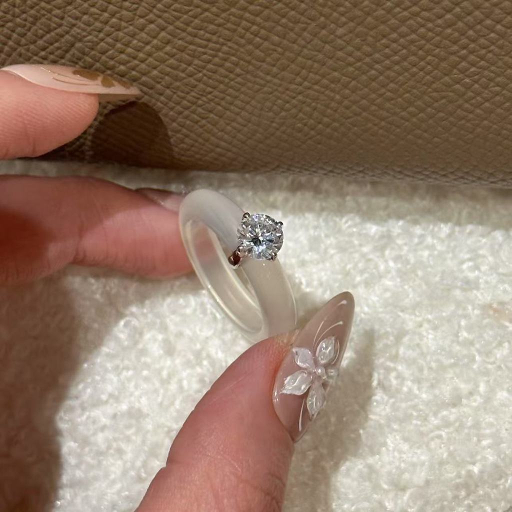 Nhẫn Chalcedony băng bạc S925 phong cách Trung Quốc mới