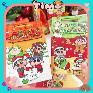 Túi Quà Noel Có Quai Xách Đựng Gift Giáng Sinh Cute Họa Tiết Shin Dễ Thương Timo GQ67