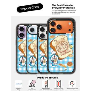 CASECASE X Doremon Memory Bread Black Edge Clear Hard Từ Hút Tác Động Dành Cho Apple IPhone 12 13 14 15 16 17 Pro Max Air Plus Có Hộp