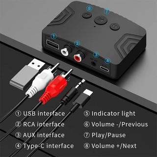 2025 Bộ thu Bluetooth 5.3 Truyền âm thanh không dây cho xe hơi, loa, TV 124Jack 3.5/RCA Adapter 124Pin sạc 124Free Ship