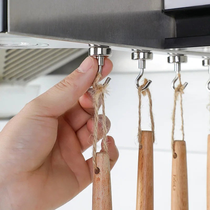 6 / 12 / 18 Cái Móc Từ Tính Mạnh Kim Loại / Móc Nam Châm Chịu Lực Gắn Tường 12MM / Móc Treo Khăn Chìa Khóa