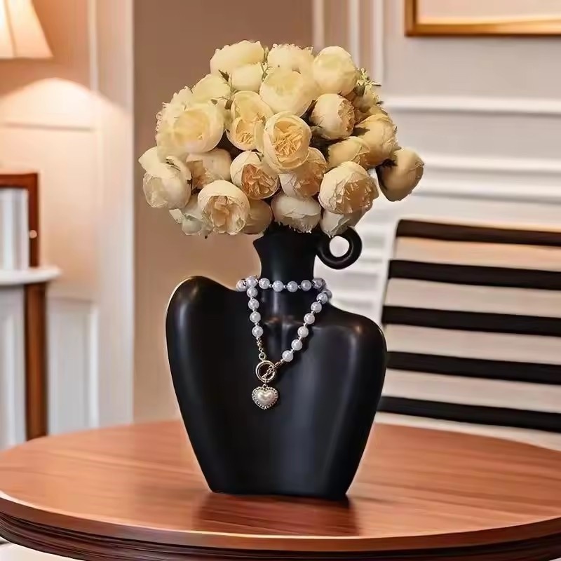 Bình hoa hình cơ thể con người sang trọng - Đế trưng bày trang sức vòng cổ cổ cổ điển tinh tế