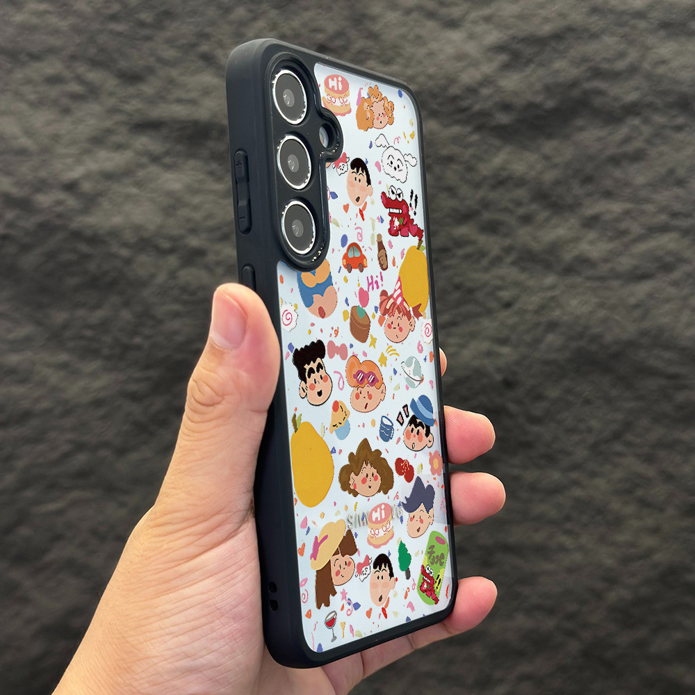Gratifi Crayon Shin-chan Ốp Điện Thoại Trong Suốt Cứng Cho Samsung S25 Ultra S25FE S24Ultra S23 S22 A17 A16 A15 A07 A06 A56 A36 A26 A53 A55 Vỏ Samsung Chống Sốc