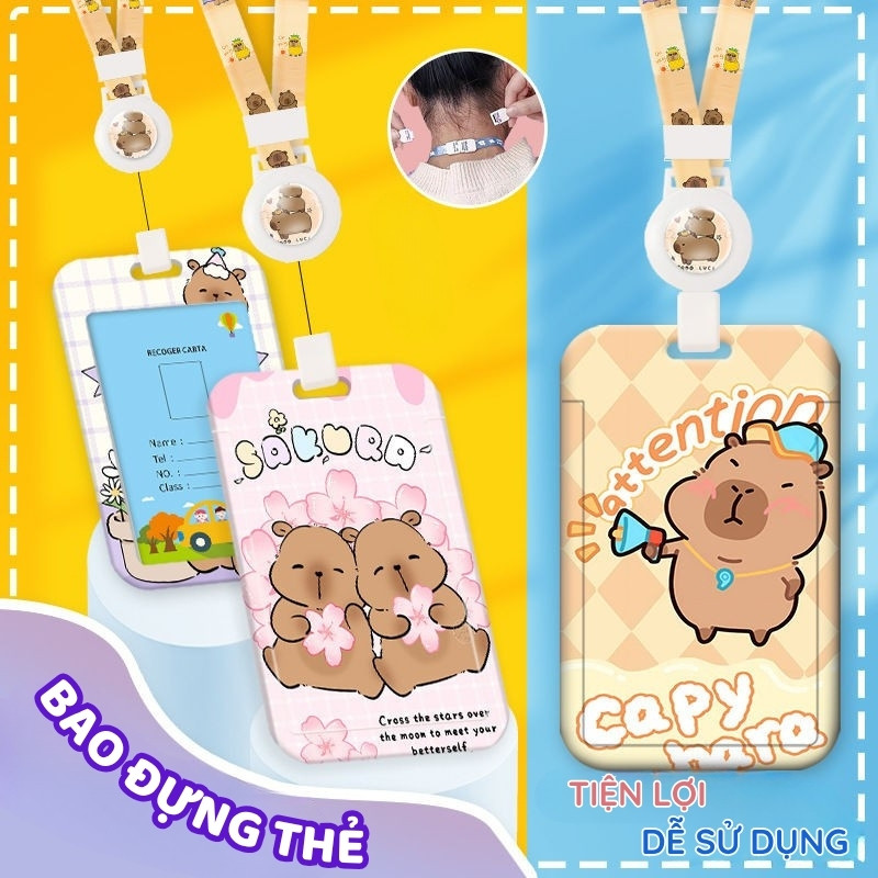 Bao Đựng Thẻ & Dây Đeo Thẻ Học Sinh Cute – Thiết Kế Hoạt Hình Xinh Xắn, Phù Hợp Đi Học & Đi Làm