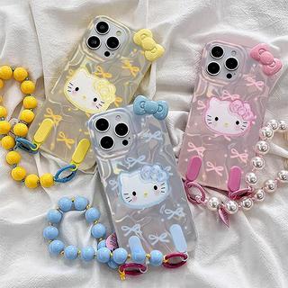Hello Kitty Mèo Dây Xích Hạt Dành Cho Xiaomi Redmi A5 A3 15C 15 12C Mi 15T 14T 13T Pro 11 Lite Redmi Note 14S 4G POCO C61 C71 C85 Cô Gái Flash Laser Vỏ Điện Thoại