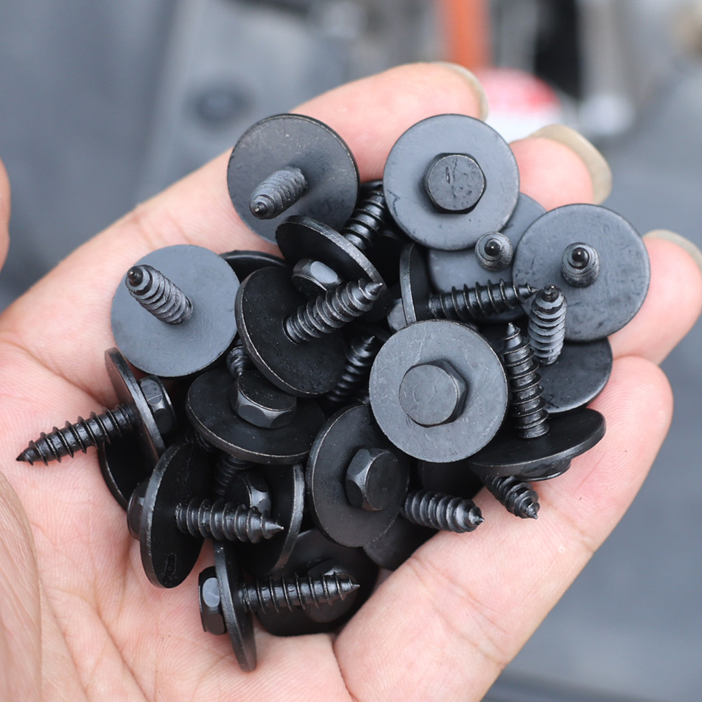 10 / 30 / 50 Cái Vít Tự Khai Thác Bằng Thép Đen Cho Xe BMW Mercedes Bumper Fender| Chốt nắp động cơ tự động Hex Head Thread|Bộ sửa chữa viền thân xe ô tô