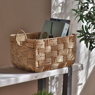 Tự Nhiên Phong Cách Retro Dây Giấy Dệt Giỏ Chứa Đồ Thích Hợp Cho Gia Đình Phòng Khách Phòng Ngủ Ngoài Trời Bàn Cà Phê Để Bàn Lưu Trữ Giỏ Chứa Đồ